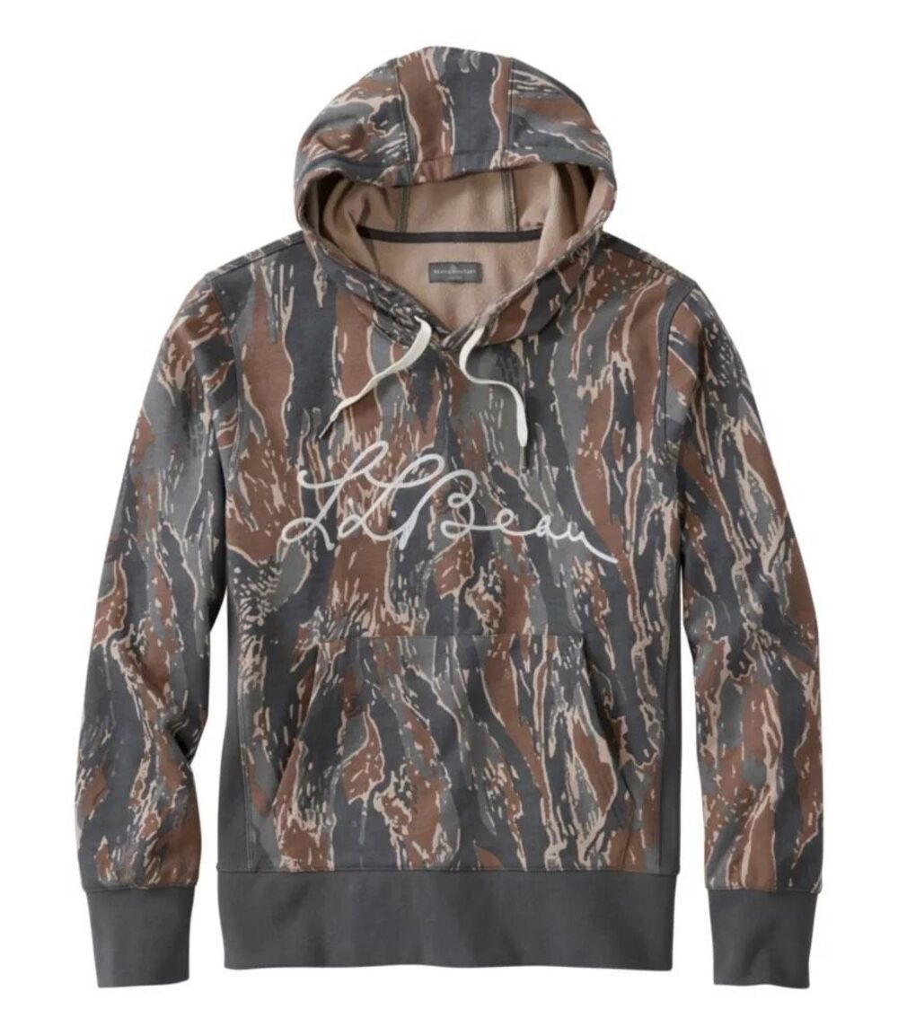 L.L. Bean Men's Signature Camp Hoodie Sweatshirt Carbon Gray Camo L NEW
